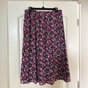 JCrew floral chiffon midi skirt